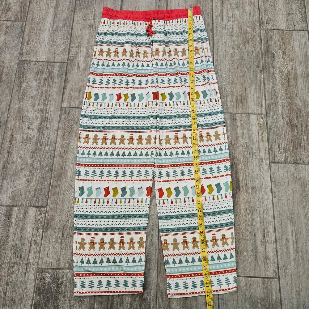 Little Sleepies Pajama Pants Mens L White Gingerbread Fair Isle Bamboo Christmas